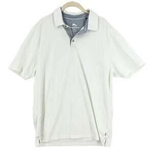 Tommy Bahama Polo Shirt Men's Size Large White Solid Marlin Logo Short Sleeve